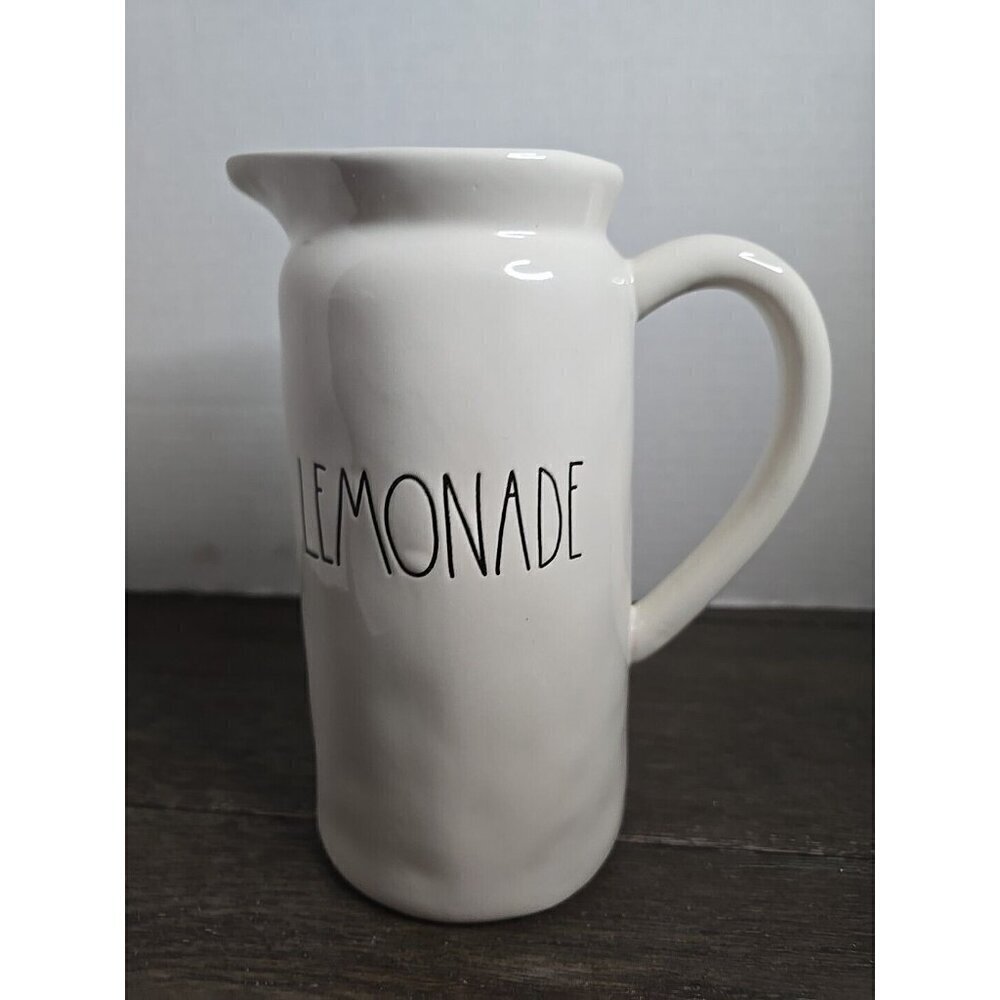 Rae Dunn Artisan Basics Lemonade Pitcher 9" Tall Magenta 2021 Farmhouse Ivory